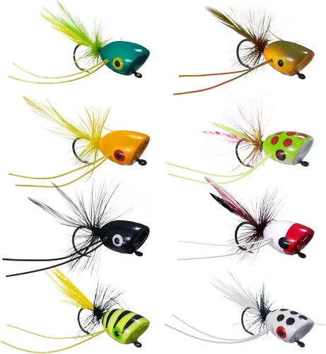 BASSDASH Moscas Popper para pesca con mosca, lubina, perca, señuelos de pesca