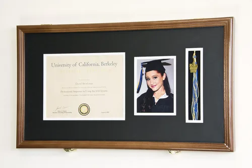 Miniatura 20 de Marco de diploma de graduación personalizado con borla, tapa de fotos grabado, vitrina para certificado de 11 x 8.5 pulgadas con colores Acabado
