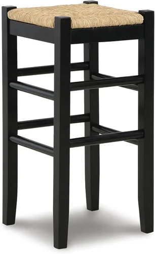 Miniatura 8 de Signature Design by Ashley Mirimyn Farmhouse - Taburete de bar de altura de barra de 29.5 pulgadas con asientos de mimbre tejido, 2 unidades, negro