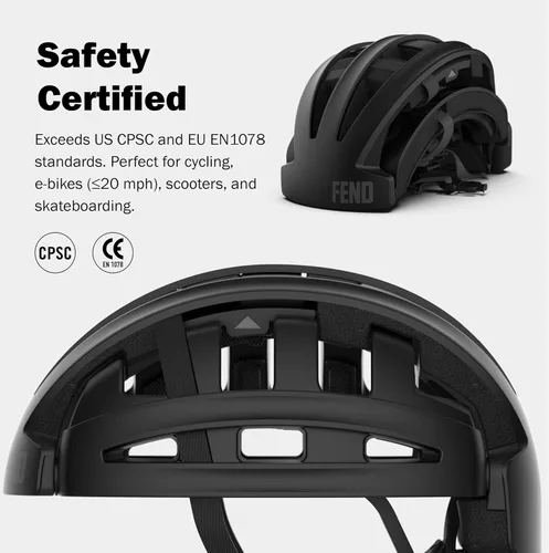 Miniatura 3 de FEND One Foldable Bike Helmet – Patented Smart-Fold 50% Compact Design, Award-Winning Safety CPSC/EN1078 Certified, for Adults, Commuters, E-Bikes