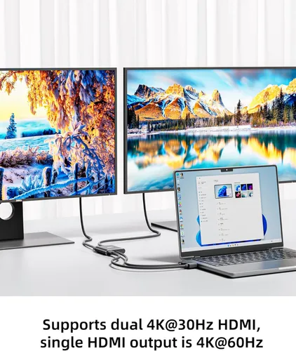 Miniatura 6 de DisplayPort a divisor HDMI dual, divisor multimonitor 4K 60Hz, monitor dual DP a 2 HDMI para computadora, laptop, tarjeta gráfica, PC, compatible