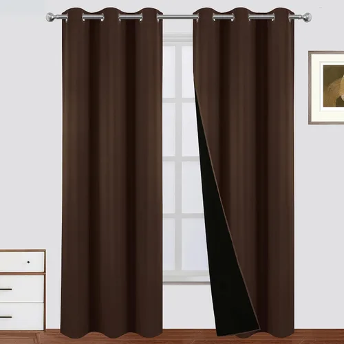 Miniatura 47 de LEMOMO Cortinas 100% opacas de 52 x 95 pulgadas, 2 paneles de oscurecimiento con aislamiento térmico para dormitorio Negro