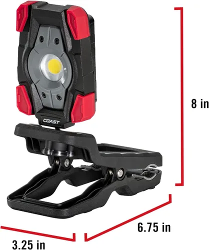 Miniatura 11 de Coast CL20R 1750 lúmenes recargable de doble potencia giratoria LED abrazadera magnética luz con haz de inundación gran angular, negro/rojo