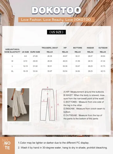 Miniatura 5 de Dokotoo Pantalones para mujer con cintura elástica y pierna ancha con bolsillos