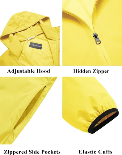 Miniatura 4 de COOFANDY Chaqueta impermeable para hombre, ligera, impermeable, con capucha, para viajes, senderismo, golf, rompevientos