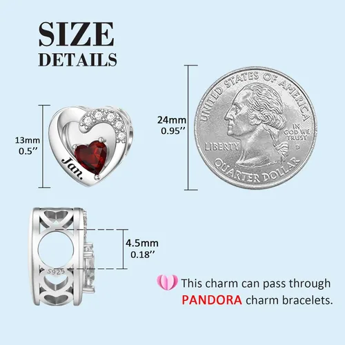 Miniatura 15 de SEVENWELL Dijes de piedra natal con flor grabada para el mes de nacimiento, pulsera de plata de ley 925, feliz cumpleaños para mujer