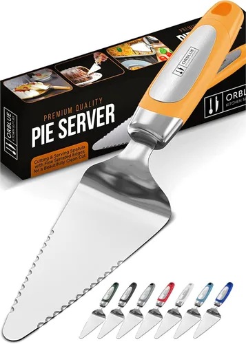 Miniatura 11 de Orblue Servidor para tartas, herramienta esencial de cocina, dentada en ambos lados, ideal para chef diestro o zurdo, cubiertos de acero inoxidable