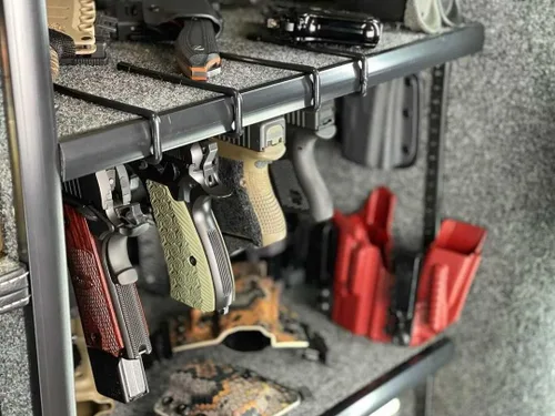 Miniatura 2 de Adoreal 10 soportes para pistolas, estante seguro para pistolas o apilar en el gabinete de armas, accesorio seguro para armas, organizador