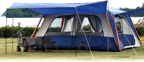 Miniatura 13 de KTT Extra Large Tent 6-10-12-14 Person(A),Family Cabin Tents,2 Rooms,3 Doors and 3 Windows with Mesh,Straight Wall,Waterproof,Double Layer,Big Tent