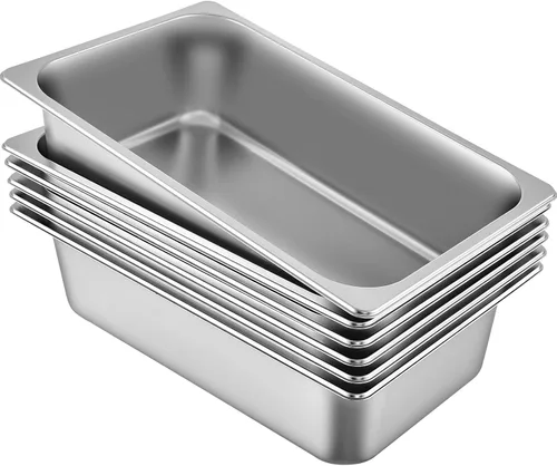 Miniatura 11 de VEVOR Paquete de 4 sartenes de hotel de acero inoxidable para vapor, sartén de mesa de vapor de tamaño 1/2, sartén de 2.5 pulgadas de profundidad
