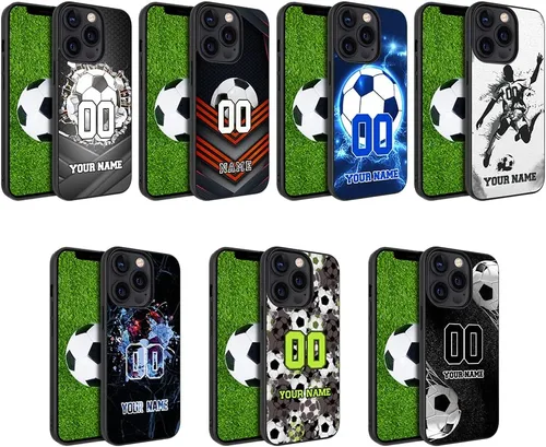 Miniatura 4 de Funda de teléfono de fútbol personalizada con nombre/número para iPhone 14 13 12 11 Pro Max XR XS Samsung Galaxy S23 Plus Ultra S22 S21 S20 FE Note