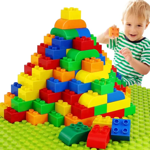 Bloques de construcción para niños pequeños de 2 a 5 años, incluye una placa base, 150 bloques de construcción grandes para niños, juego de bloques