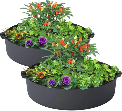Miniatura 8 de ZtohPyo Bolsas de Cultivo de Plantas de 15 Galones, Macetas de Jardín Elevadas Redondas de Tela con 2 Asas, Contenedor de Jardinería de Tela