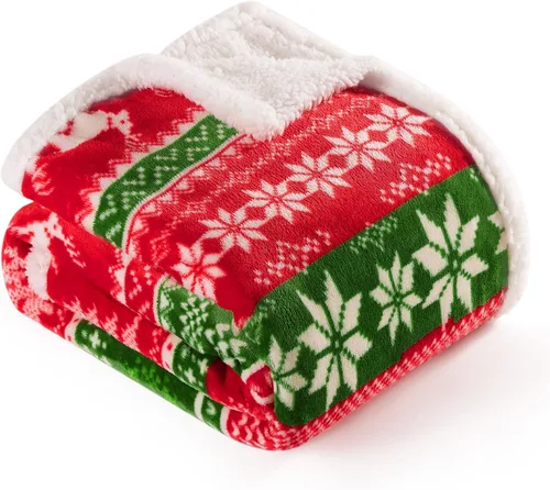 Miniatura 8 de Touchat - Manta Roja Sherpa de Navidad, Manta Suave, Esponjosa y Cálido, Manta de Microfibra de Felpa de Franela para Sofá Cama