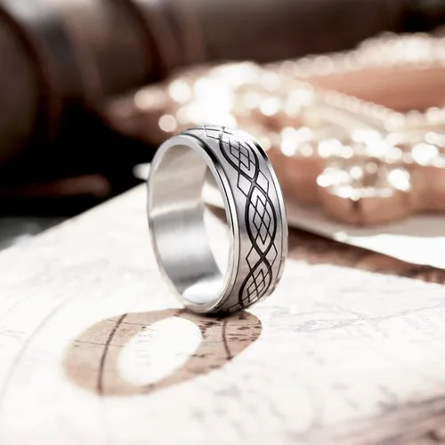 Miniatura 16 de King Will Anillo giratorio de acero inoxidable 316L para hombres y mujeres, 0.315 in de dragón/nudo celta, anillo para ansiedad para aliviar