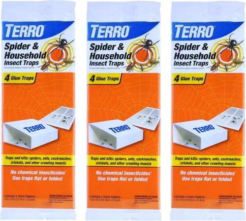 TERRO T3206SR - Trampas no tóxicas para arañas, hormigas, cucarachas, ciempiés e insectos, incluye 12 trampas para insectos en interiores para