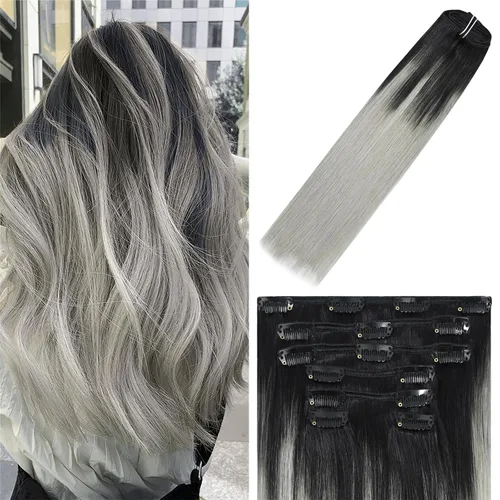 Miniatura 42 de WindTouch - Extensiones de cabello humano Remy con pinzas, color rubio decolorado combinado con balayage, para cabello rubio, 2.47 onzas, N.°