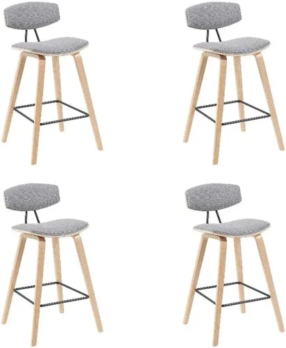Miniatura 30 de Armen Living Fox - Taburete de bar moderno de mediados de siglo de piel sintética gris y madera negra de 25.5 pulgadas Piel sintética gris/negro