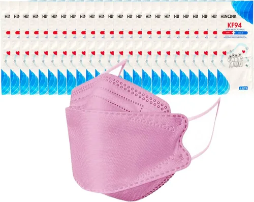 Miniatura 9 de Paquete de 20 mascarillas KF94 negras empaquetadas individualmente, unisex, filtros de 4 capas para adultos y mayores, coloridos