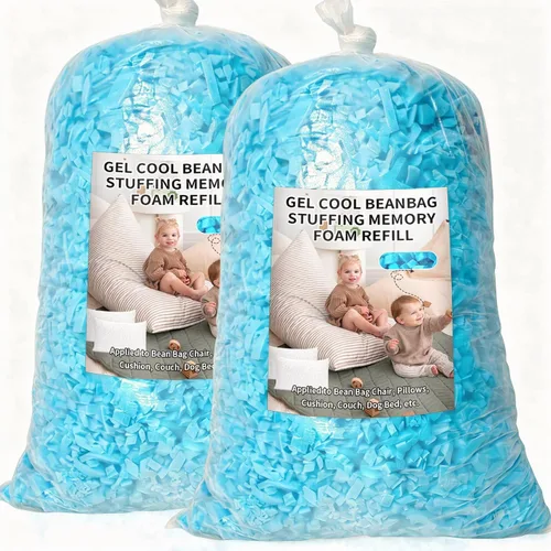 Miniatura 16 de Relleno para Puf, 4.5kg de Espuma Viscoelástica Triturada, Relleno Suave de Puf para Sofá, Cojín, Animales de Peluche, Cama de Perro, Artes y Azul