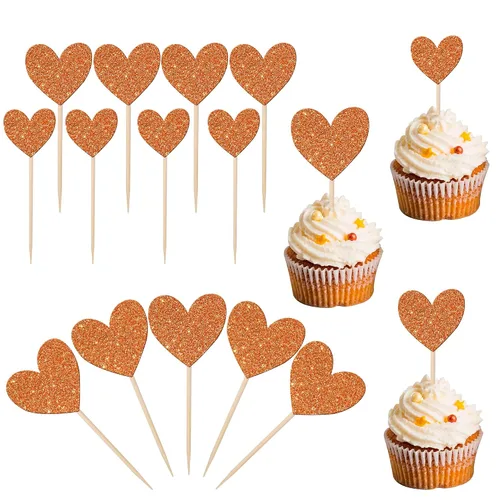 Miniatura 11 de 30 piezas de decoración para cupcakes con diseño de corazón con purpurina para cupcakes, despedida de soltera, boda, compromiso, decoración de Negro