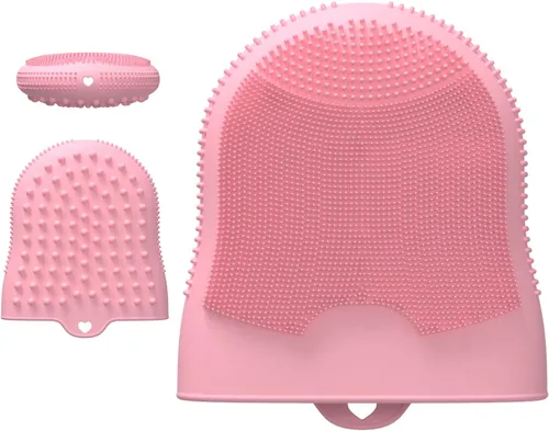 Coolnice Cepillo de limpieza – Cepillos faciales de silicona para limpieza y exfoliación, guantes de masaje corporal, limpiador facial, almohadilla