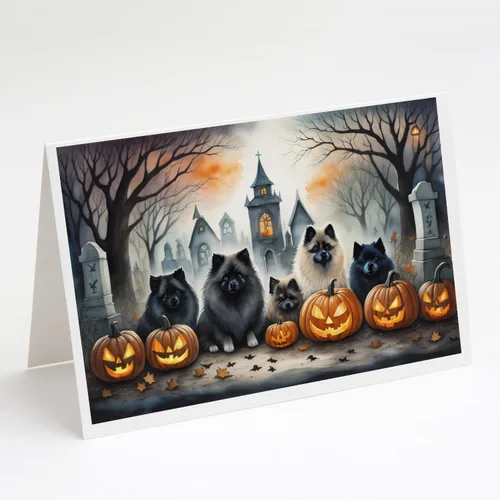 Miniatura 54 de Caroline's Treasures DAC2018GCA7P - Tarjetas de felicitación y sobres de Halloween espeluznantes de Border Collie, paquete de 8 tarjetas en blanco