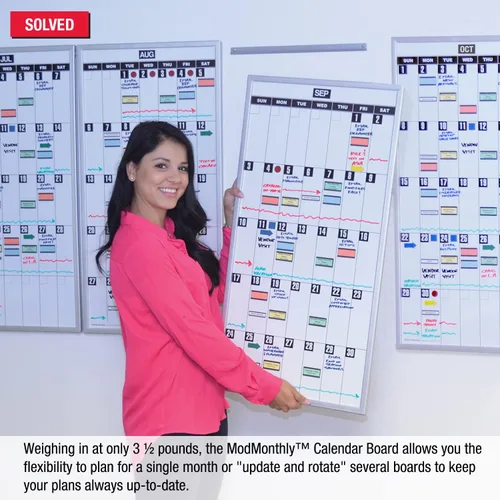 Miniatura 3 de Ultimate Office Pizarra blanca magnética con calendario mensual modular de borrado (1 cada uno)