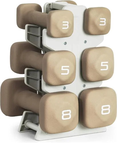 Miniatura 50 de Tone Fitness Juego de mancuernas de neopreno con estante de almacenamiento – Pesos de mano antideslizantes y antideslizamiento para entrenamientos