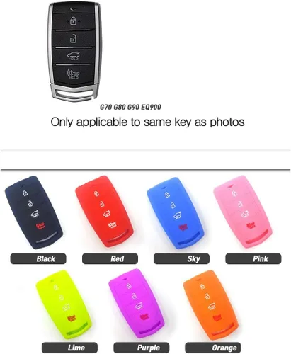 Miniatura 3 de 4 botones de silicona llavero remoto Smart Key Funda protectora para Hyundai Genesis G70 G80 G90 EQ900, Azul-cielo