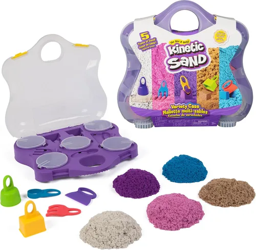 Miniatura 11 de Kinetic Sand, Juego de palacio de sirena con caja de arena plegable de 0,93 kg de arena de juego (morado neón, verde azulado brillante y playa)