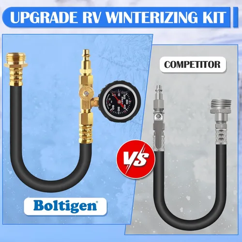 Miniatura 6 de Kit de invierno para RV mejorado Boltigen, manguera de invierno de 17'' para RV con medidor de presión de aceite y válvula de control, kit de Negro