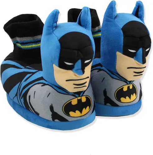 Miniatura 3 de DC Comics Batman - Pantuflas de felpa 3D para niños pequeños, Azul