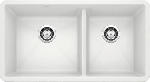Miniatura 6 de BLANCO 441128 Precis Silgranit 60/40 - Fregadero de cocina con doble tazón, 33 pulgadas, color antracita Gris metálico