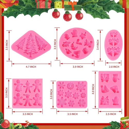 Miniatura 2 de Moldes de silicona para fondant de Navidad, lindo árbol de Navidad, Papá Noel, oso amoroso, alce, muñeco de nieve, invierno, congelado, fiesta