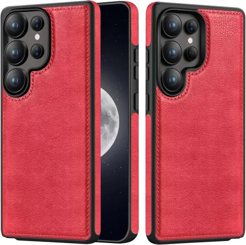 Miniatura 8 de Diseño compatible con Samsung Galaxy S22 Ultra 5G, funda de cuero de lujo, delgada, antideslizante, agarre suave, a prueba de golpes, funda Marrón