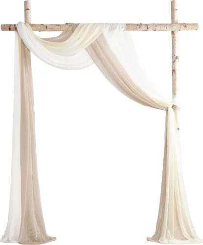 Floroom Tela drapeada para arco de boda, 3 paneles de tela de gasa de 20 pies, cortinas de cenador, ceremonia de boda, recepción, decoración (piel +