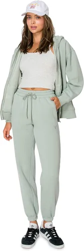 Miniatura 38 de Cali1850 Pantalón deportivo Cloud Nine Fleece para mujer, cintura alta, ajuste holgado, dos bolsillos, cintura elástica con cordón