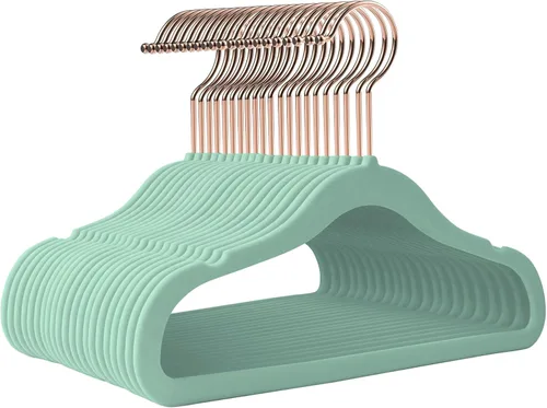 Miniatura 8 de Perchas de terciopelo para bebé, paquete de 50 unidades, 11.4 pulgadas, perchas antideslizantes para ropa de bebé, perchas resistentes para bebés