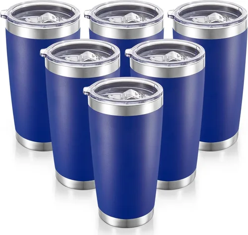 Miniatura 27 de Vaso de acero inoxidable de 20 onzas con tapa, doble pared aislada al vacío, taza de café de 20 onzas con recubrimiento en polvo para bebidas Verde