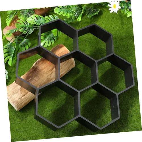Miniatura 8 de Cabilock Molde de piedra para pavimentar, molde de plástico con forma geométrica hexagonal para suelo de cemento, molde reutilizable para escalones