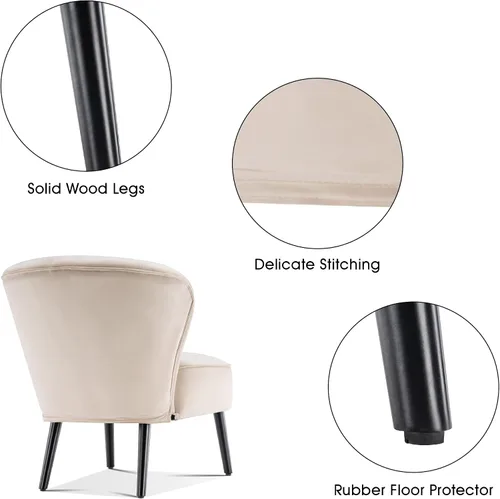 Miniatura 5 de MCombo Silla decorativa de terciopelo, sillas de club copetudas, silla auxiliar tapizada con patas, silla de tocador para sala de estar y dormitorio