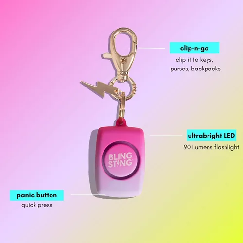 Miniatura 2 de BLINGSTING Mini alarma de seguridad personal para mujer, alarma de autodefensa de 125 decibelios con luz LED y clip para llavero Ombre