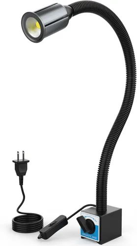 Luz de trabajo magnética LED, lámpara de trabajo de cuello de cisne flexible de 1420 lúmenes de 20 pulgadas con base magnética fuerte para máquinas