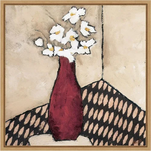 Miniatura 19 de Amanti Art Lienzo enmarcado para pared, florero rojo retro de 16 x 16 pulgadas, por Judi Bagnato, lienzo enmarcado para pared, obras de arte