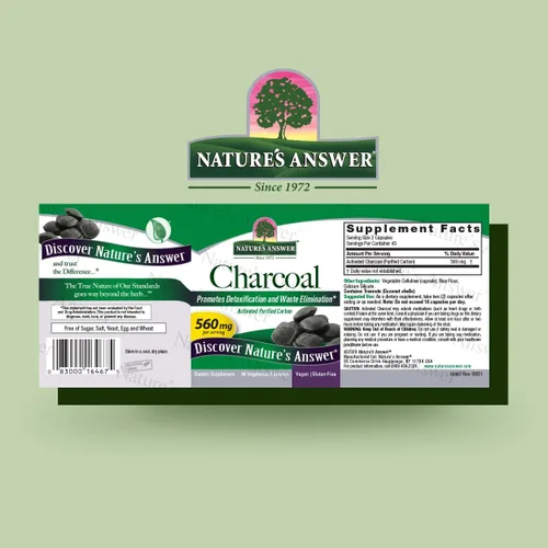 Miniatura 2 de Nature's Answer Carbón activado 90 cápsulas Promueve naturalmente la desintoxicación y la eliminación de residuos Vegano, sin gluten y alcohol