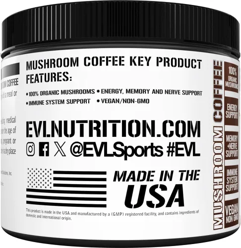 Miniatura 6 de Evlution Nutrition - Café de hongos – Apoyo energético, nervioso y del sistema inmunológico – 100% orgánico Reishi, shiitake, melena de león y polvo