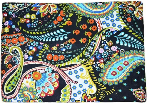 Tela de algodón con estampado floral de 45 pulgadas de ancho, tela de gasa de algodón para costura de vestido negro, tela para manualidades por 5