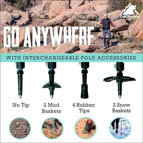 Miniatura 5 de TrailBuddy Bastones de senderismo plegables para niños, paquete de 2 bastones de senderismo para senderismo, camping y mochilero, bastones de Azul