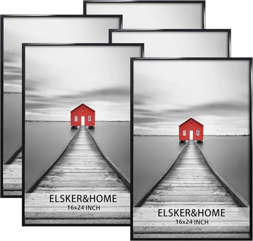 Miniatura 8 de ELSKER&HOME 18x24 Marco para Póster 3 Pack, Marco Plateado para Montaje Horizontal o Vertical en la Pared, Resistente y a Prueba de Arañazos